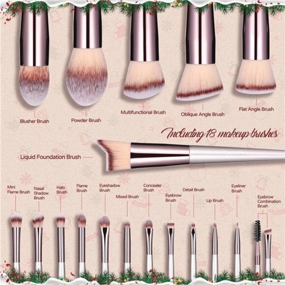 Makeup Brush Set 18 Pcs Premium Synthetic Foundation Powder Concealers - Picture 3 of 7